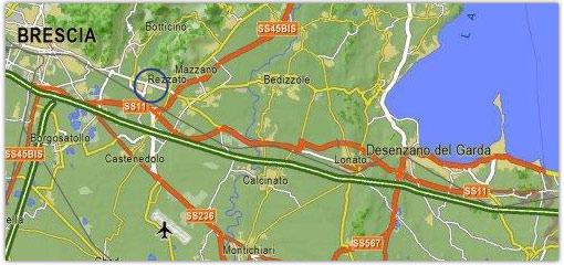 come raggiungere GMG Abrasivi dall'autostrada Milano-Venezia e dalla Torino-Brescia: mappa